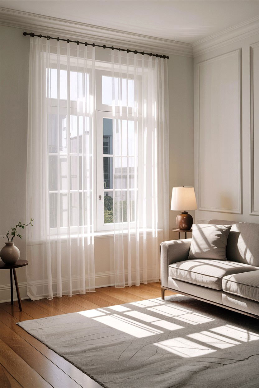 Sheer white curtains - 30 living room curtains