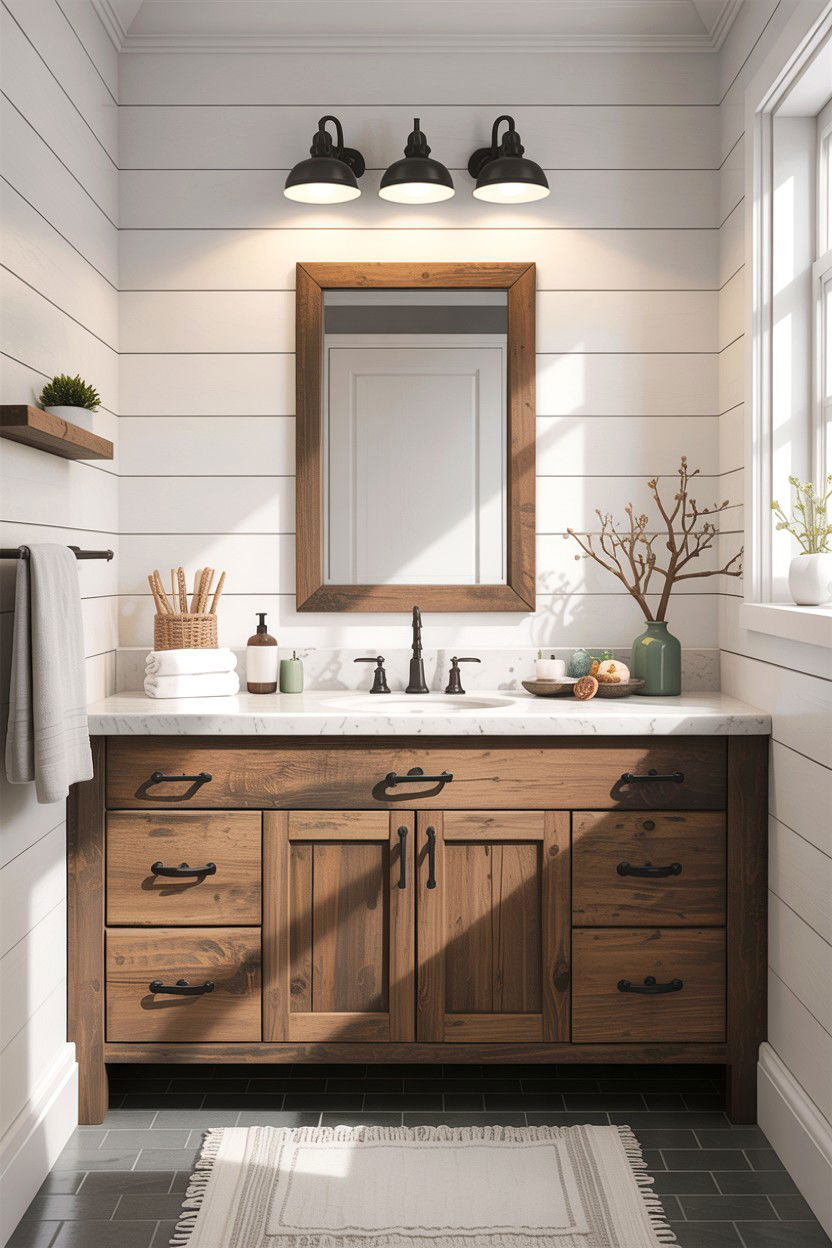 Shiplap Bathroom - 30 guest bathroom ideas