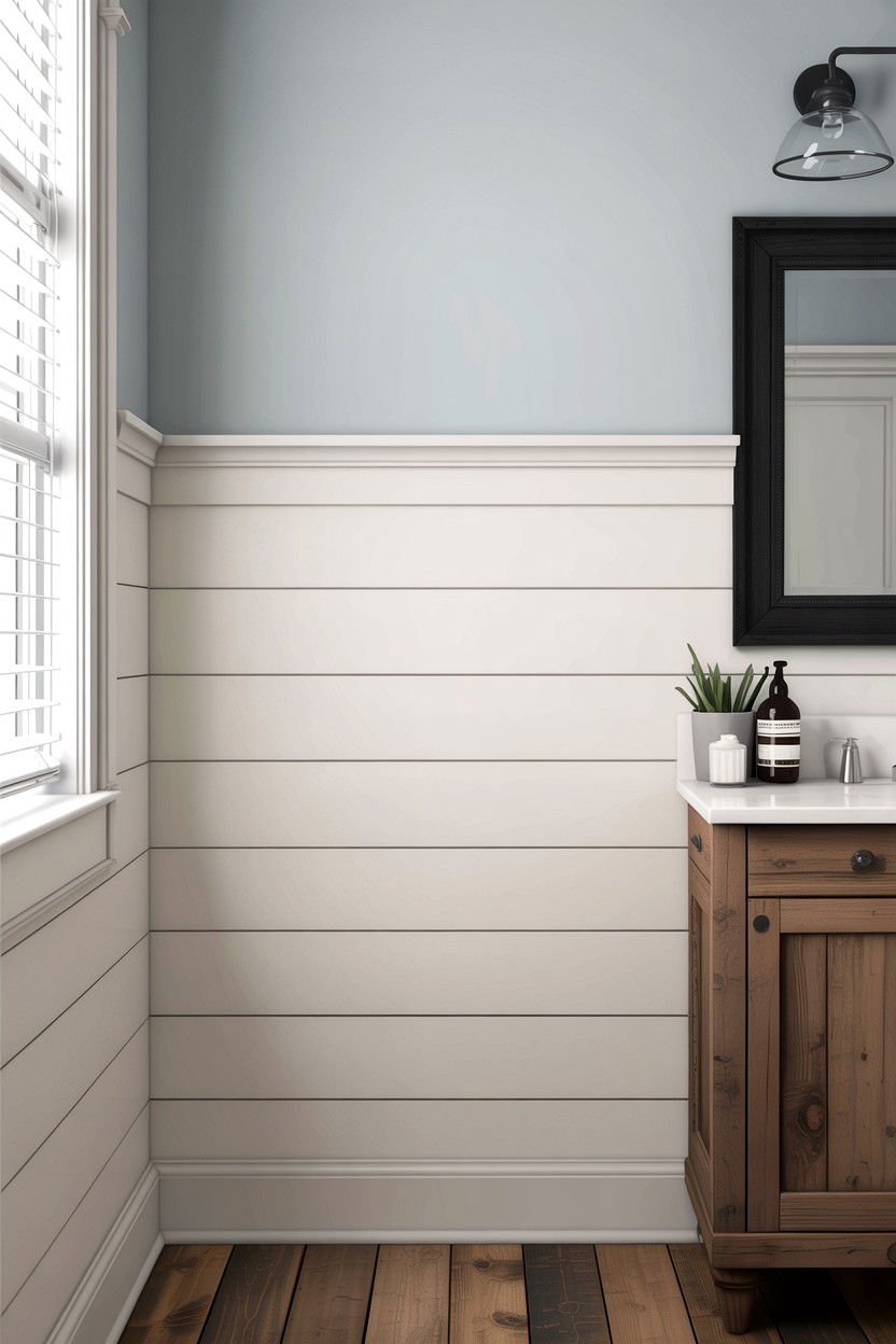 Shiplap Bathroom Wall Paneling - 30 bathroom chair rail ideas