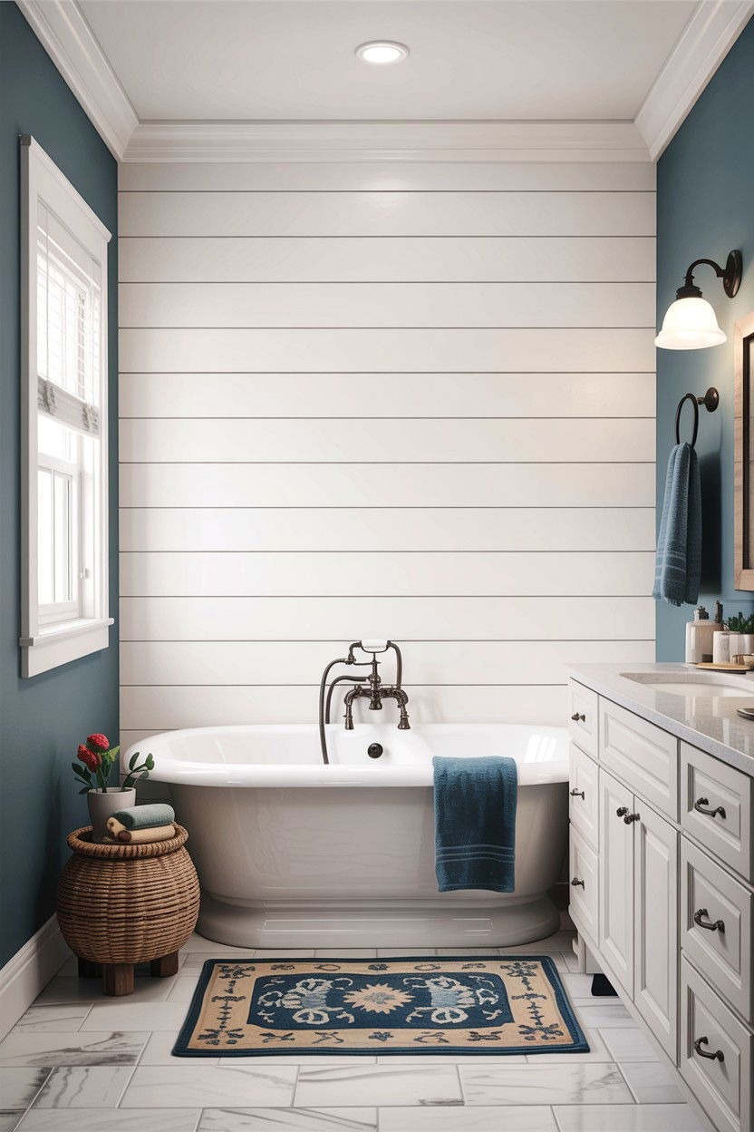 Shiplap Bathroom Wall - 30 alcove tub ideas