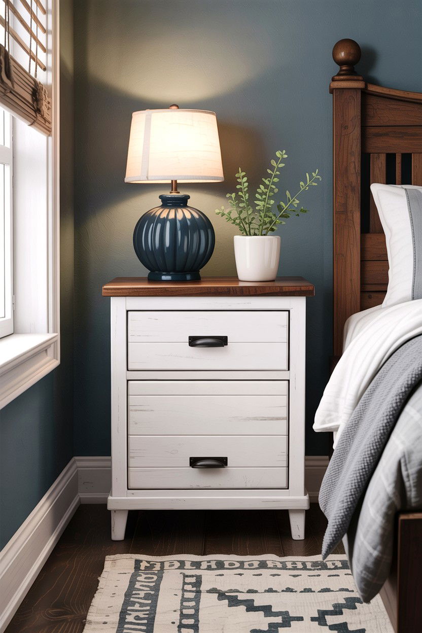 Shiplap Bedside Table - 30 bedroom rustic nightstands