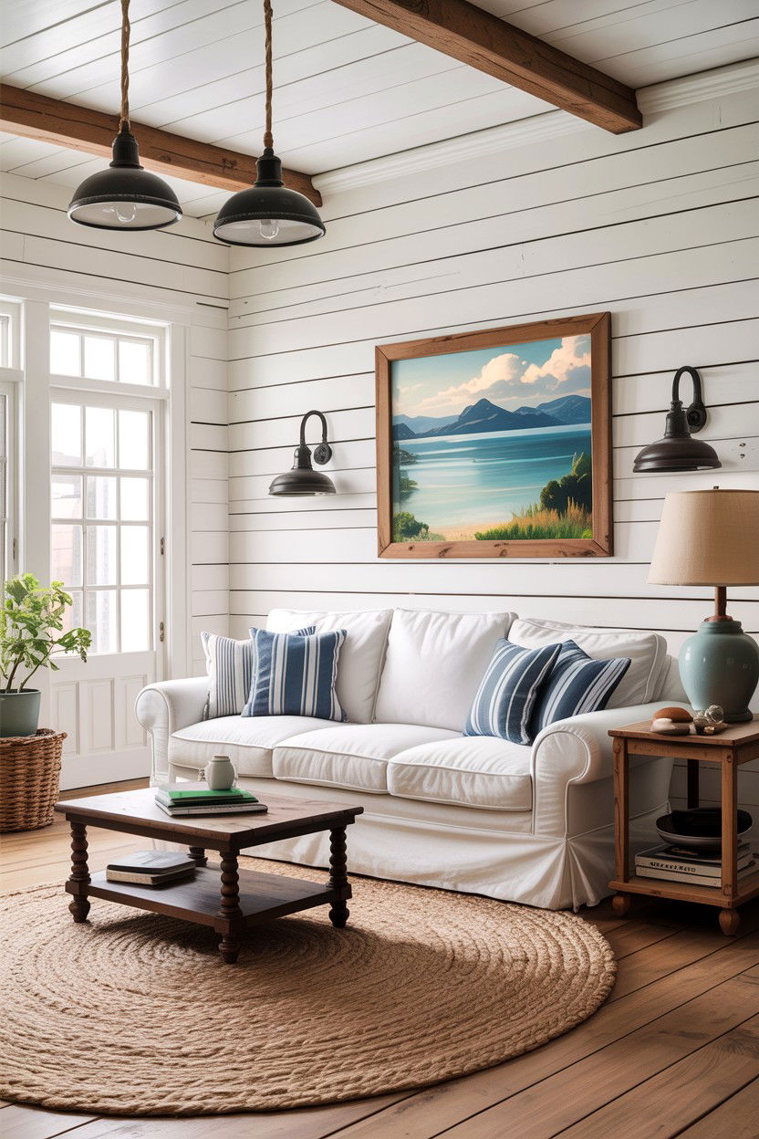 Shiplap Coastal Living Room - 30 beach house living room ideas