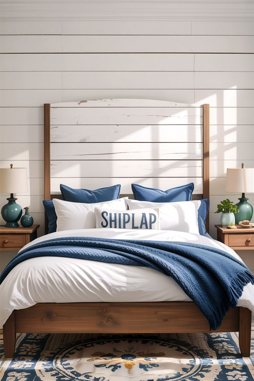 Shiplap Headboard - 30 bedroom DIY headboard ideas