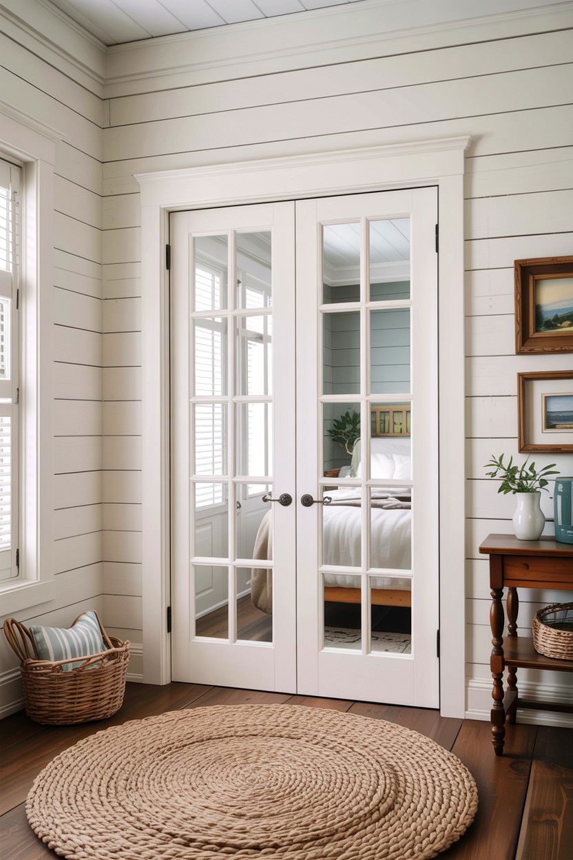 Shiplap Wall French Doors - 30 bedroom french doors