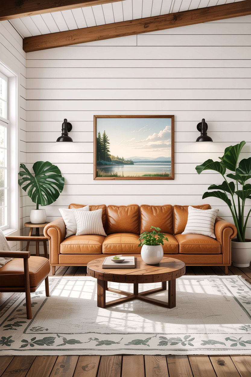 Shiplap Wall Living Room - 30 New England living room ideas