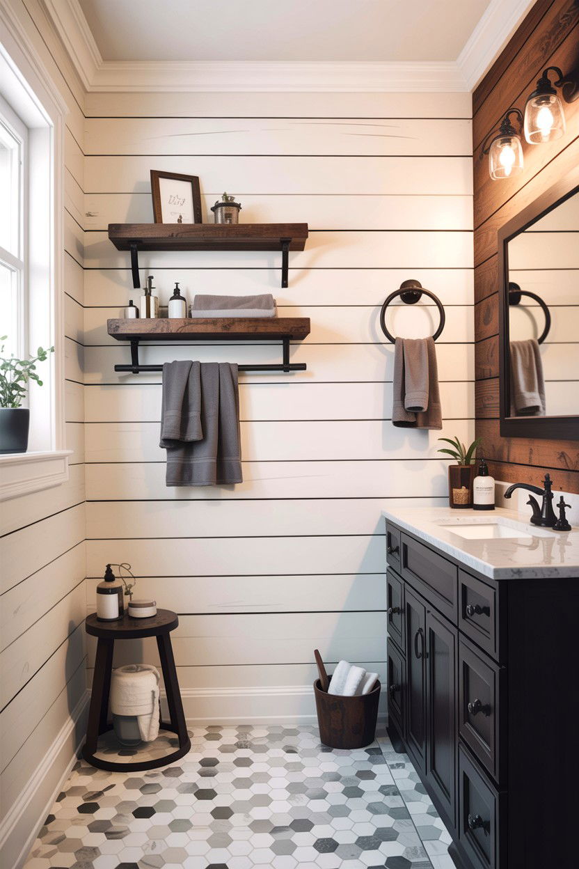 Shiplap bathroom wall - 30 DIY bathroom ideas