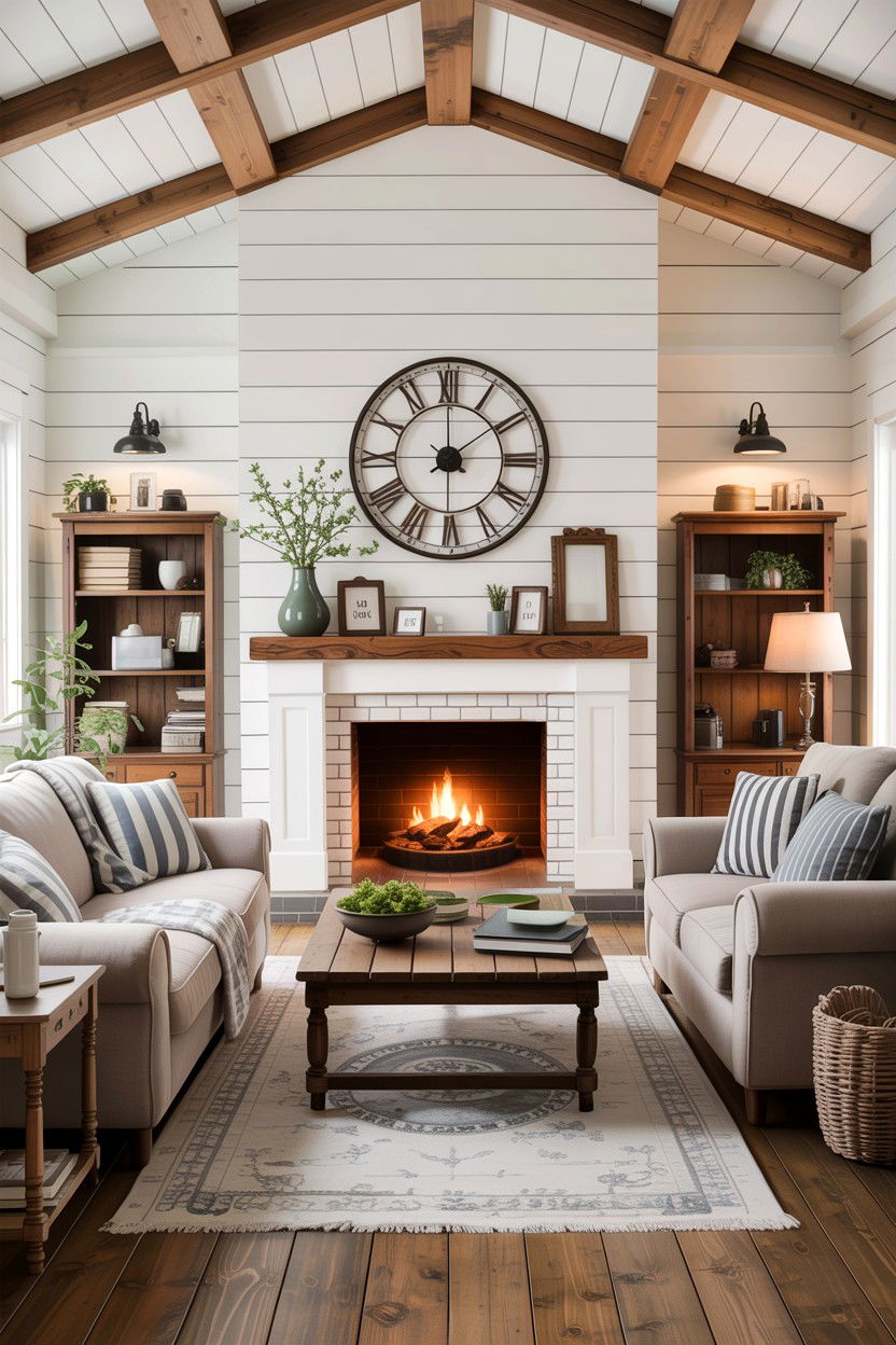 Shiplap farmhouse living room - 30 farmhouse living room ideas