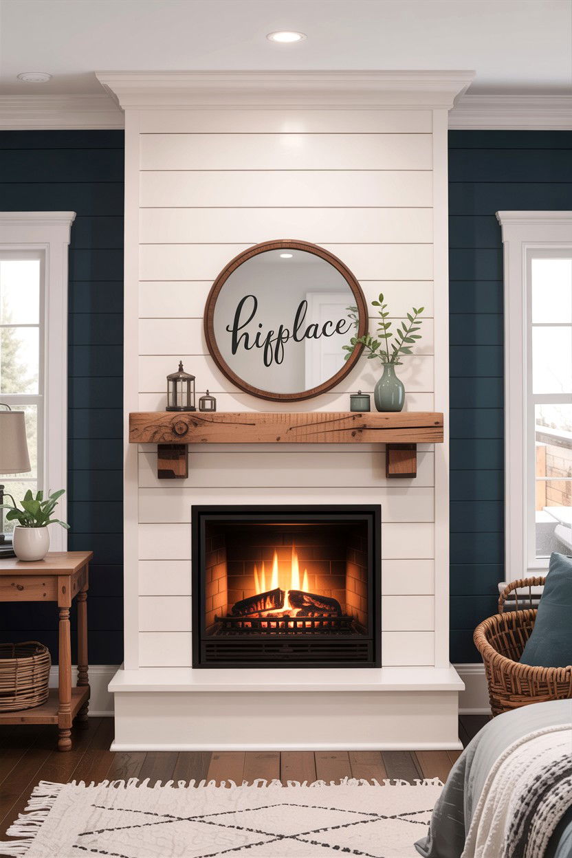 Shiplap fireplace wall bedroom - 30 bedroom wood burning fireplace ideas