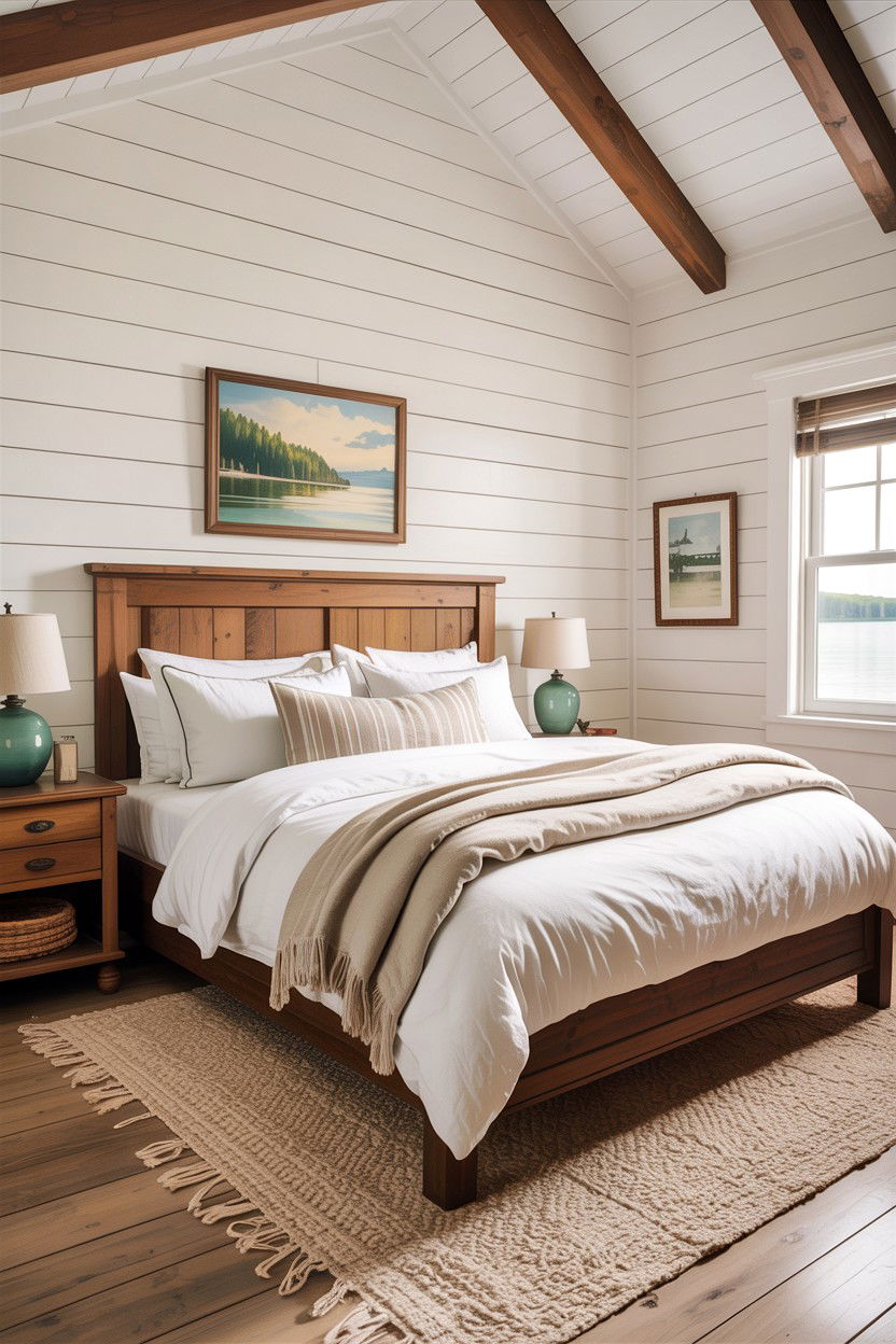 Shiplap lake house bedroom - 30 lake house bedroom ideas