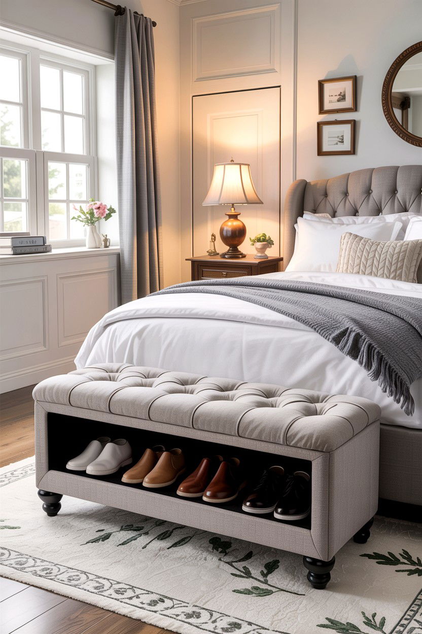Shoe Storage Ottoman - 30 bedroom shoe storage ideas