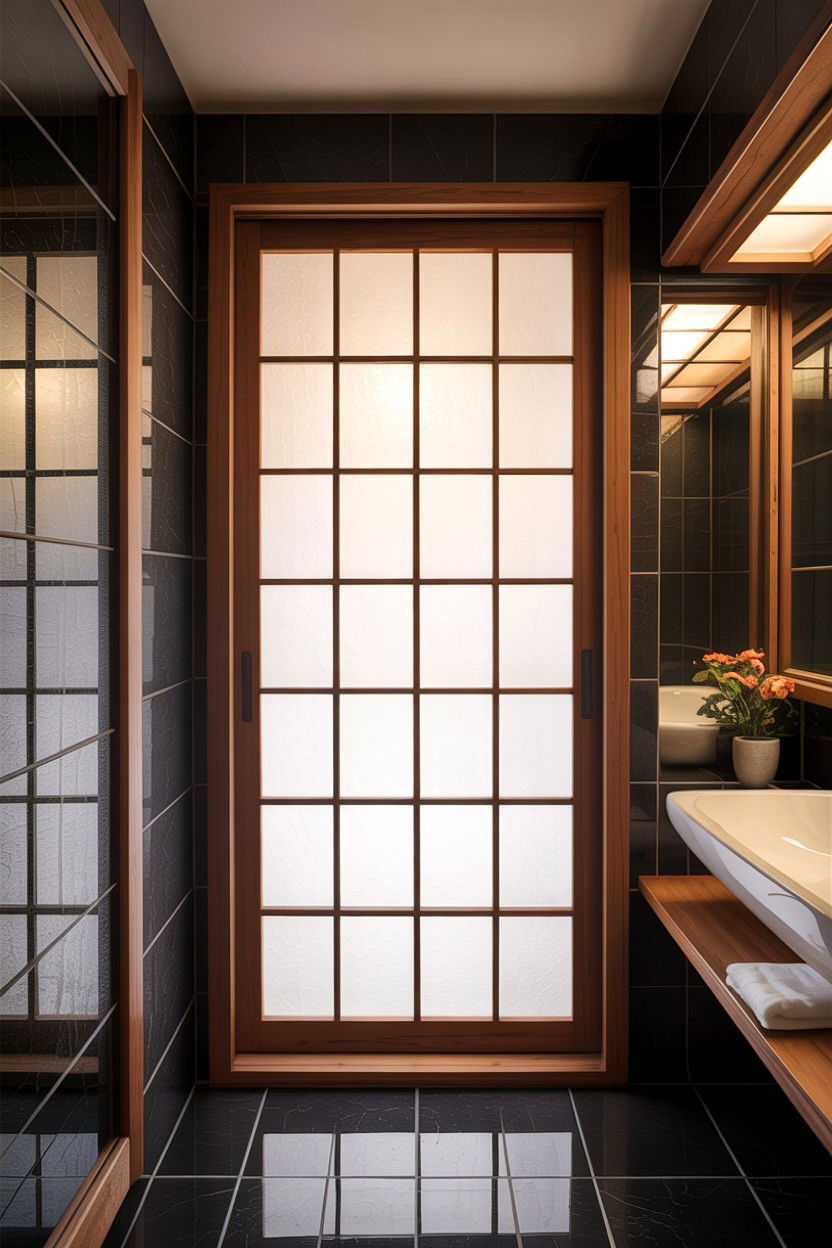 Shoji screen bathroom door - 30 Asian bathroom ideas