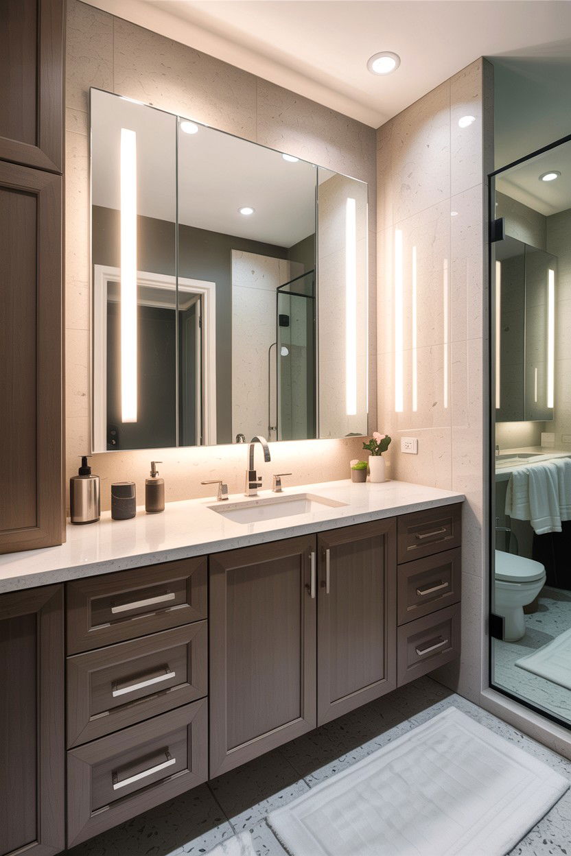 Side Lit Frameless Mirror - 30 frameless bathroom mirror ideas