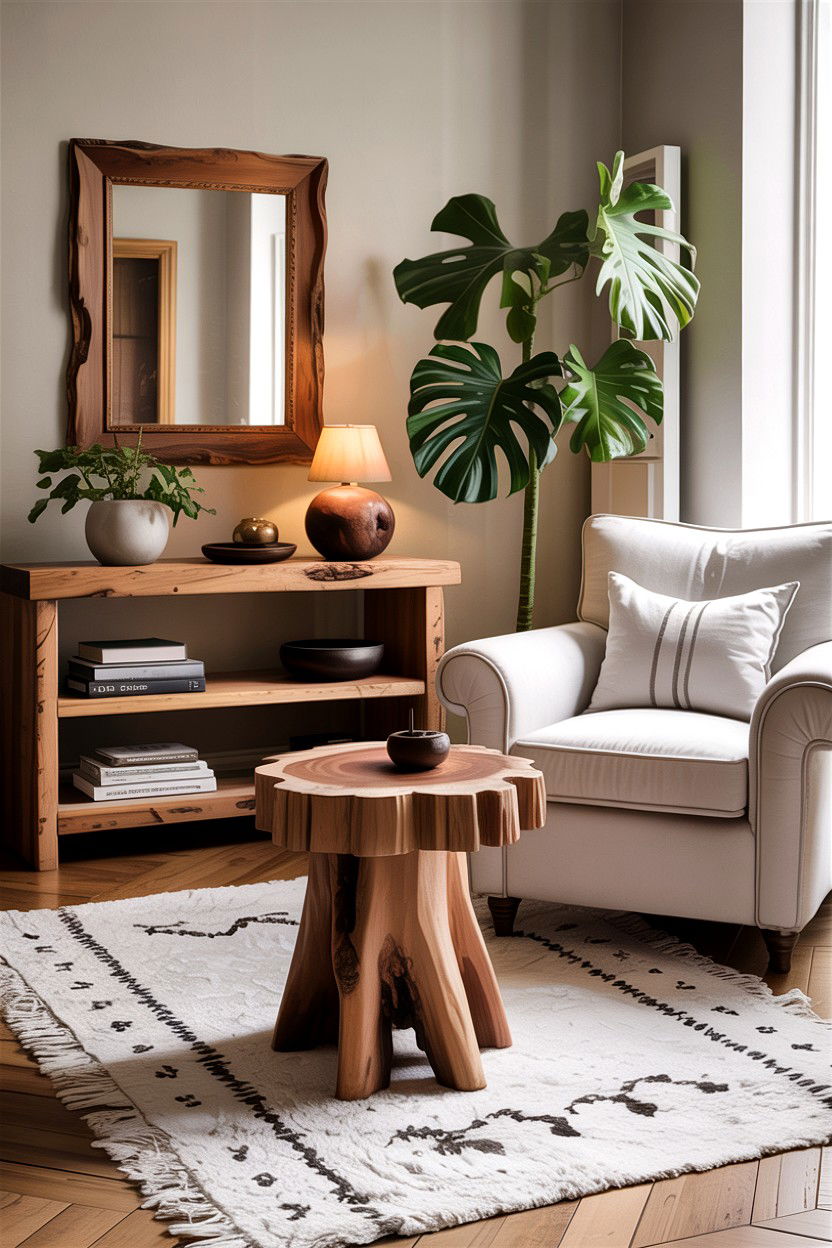 Side Table - 30 rustic white living room ideas
