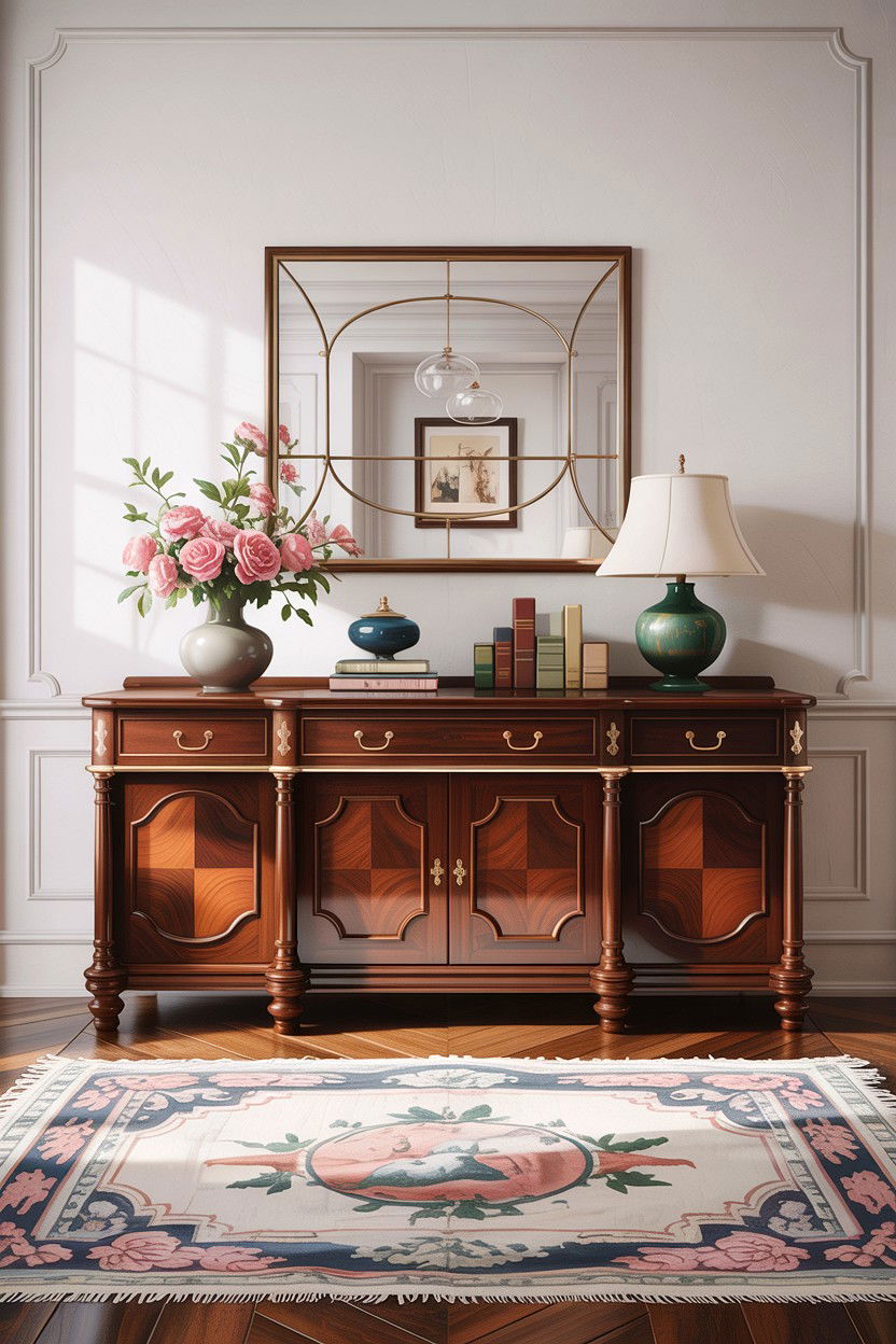 Sideboard with brass rails - 30 living room Georgian furniture ideas