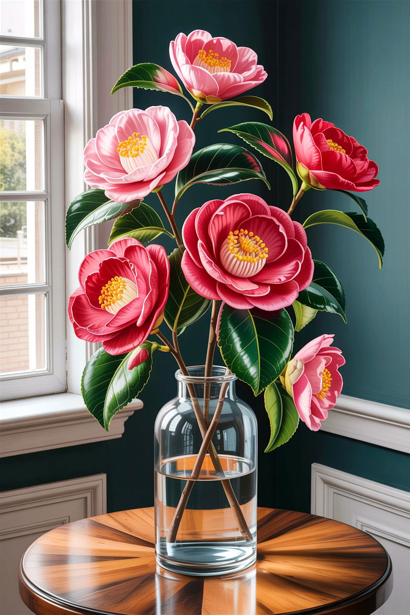 Silk Camellia Stems - 30 living room faux flowers