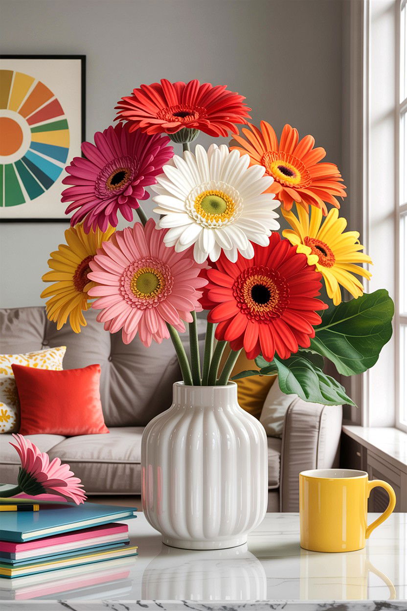 Silk Gerbera Daisies - 30 living room faux flowers