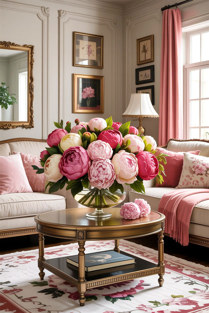 Silk Peony And Hydrangea Mix - 30 living room faux flowers