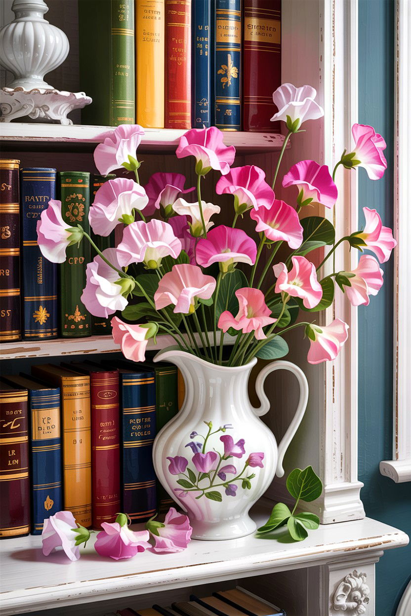 Silk Sweet Pea Flowers - 30 living room faux flowers