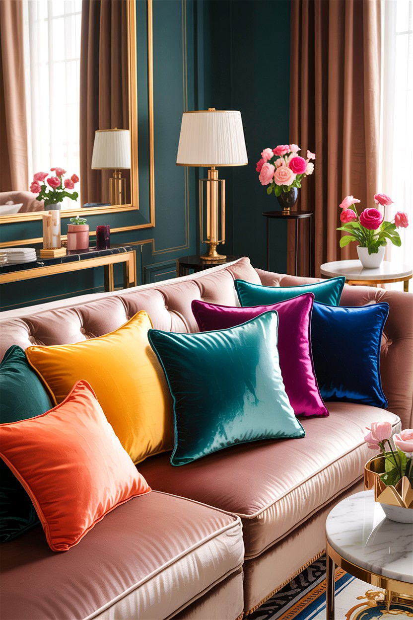 Silk Throw Pillow - 30 boutique hotel living room ideas