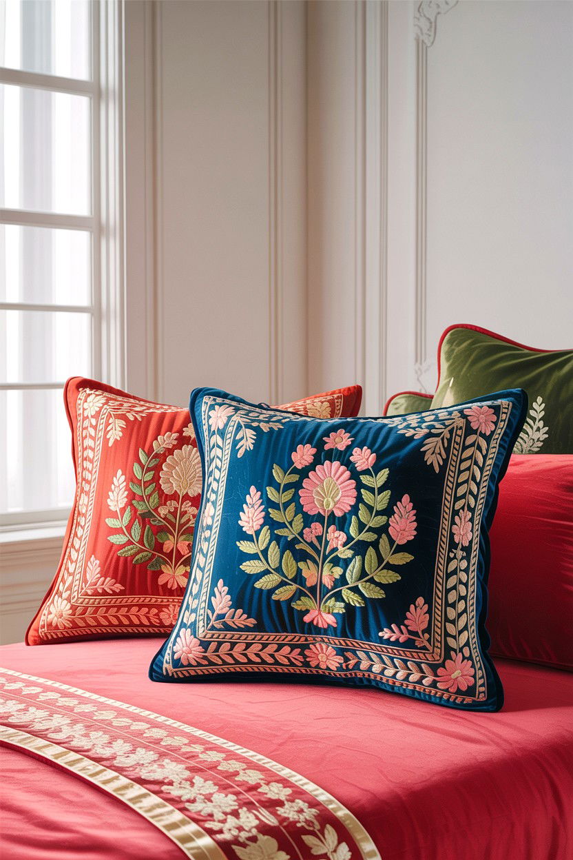 Silk cushion covers - 30 Indian bedroom ideas