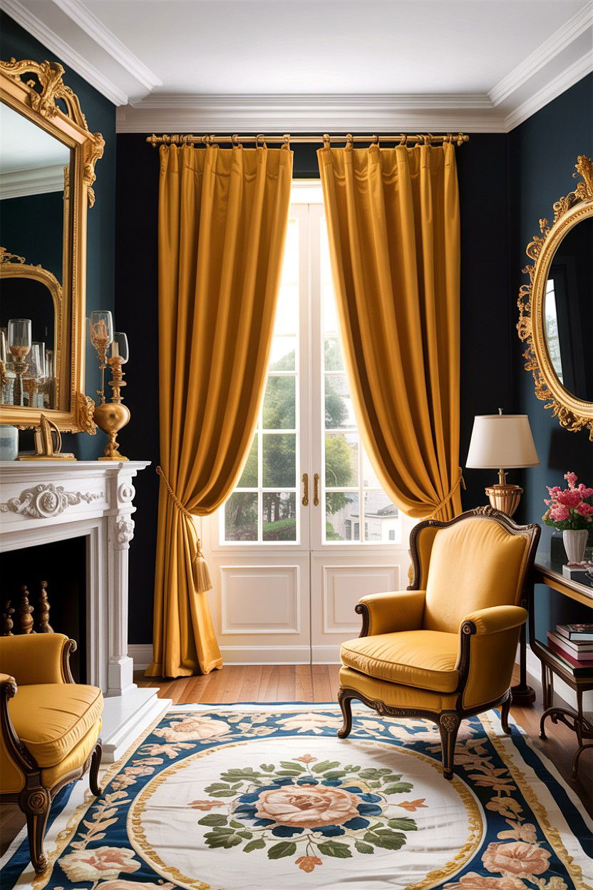 Silk gold curtains - 30 living room curtains