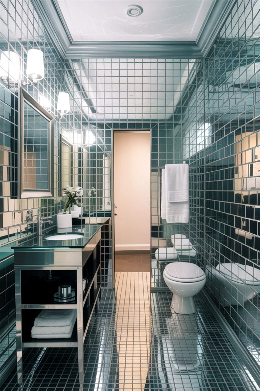 Silver grout glass tile - 30 colored grout bathroom ideas