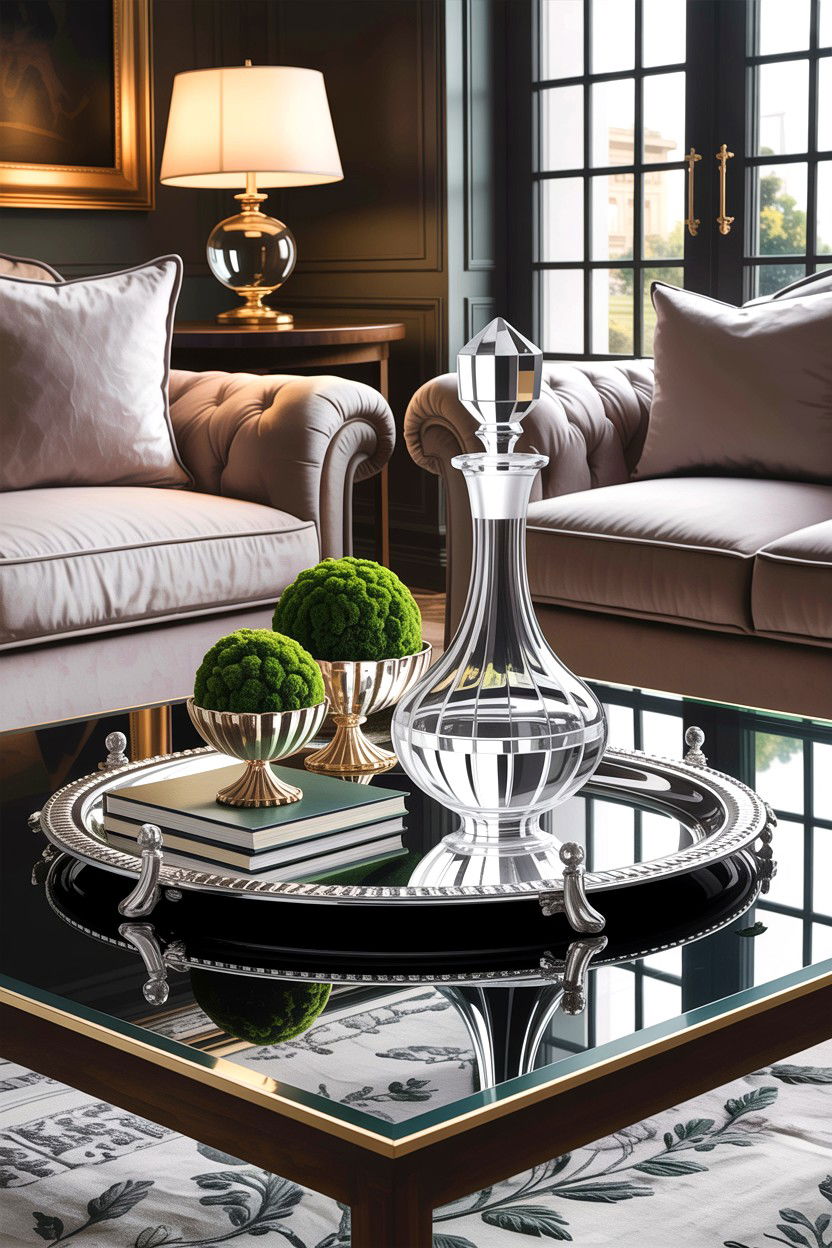 Silver tray for coffee table - 30 living room decorative trays