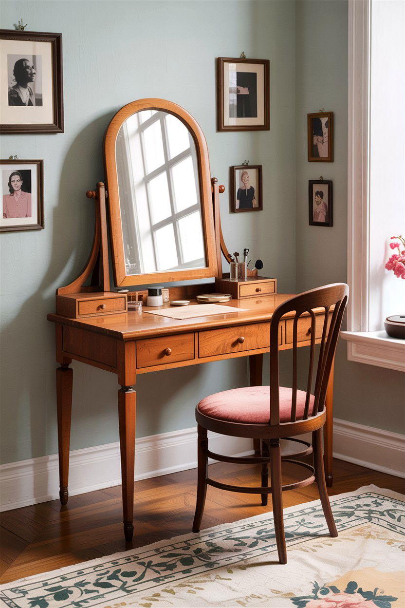 Simple vintage vanity table - 30 bedroom vintage vanity ideas