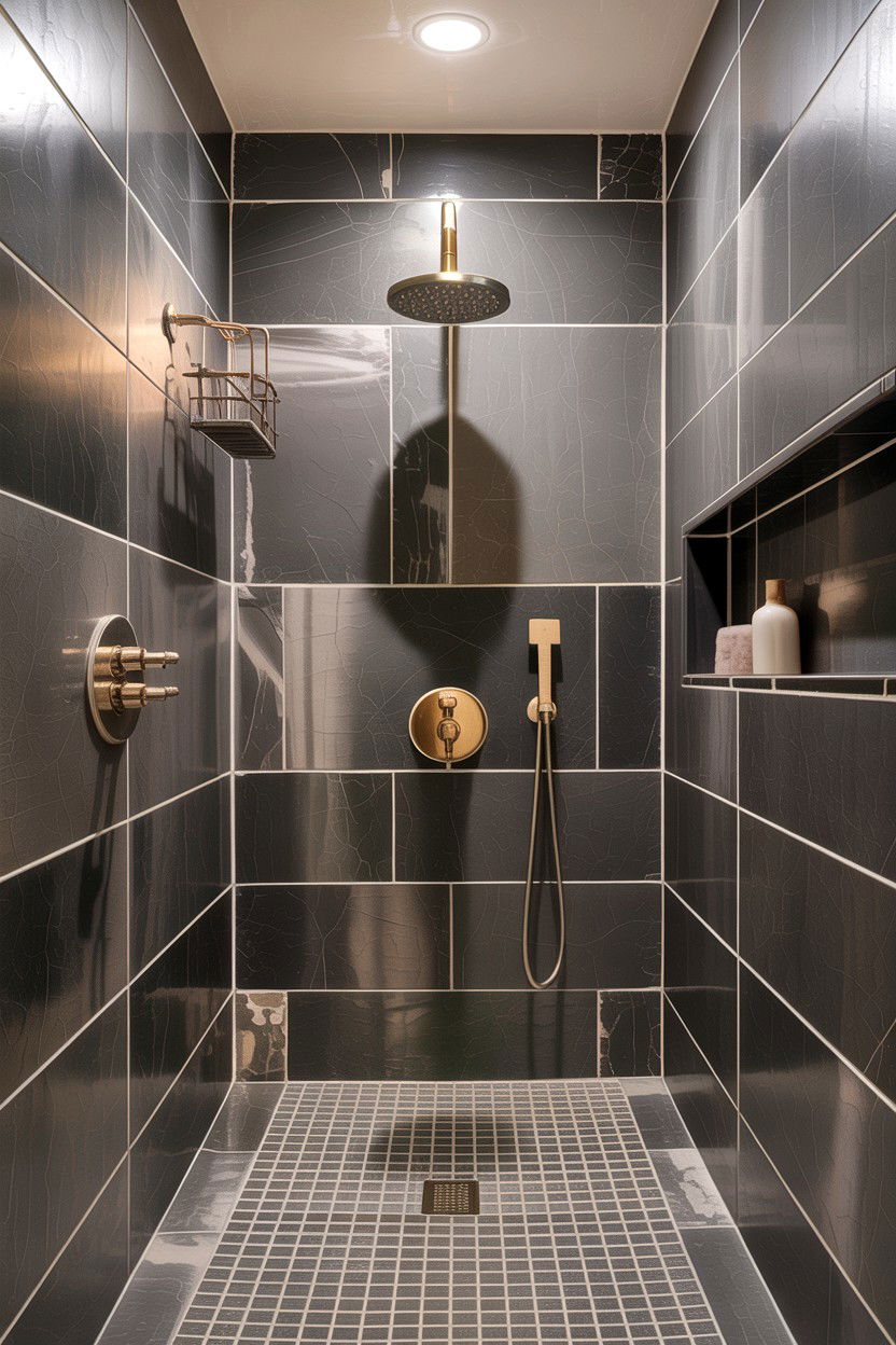 Single Side Shower Niche - 30 bathroom asymmetry ideas