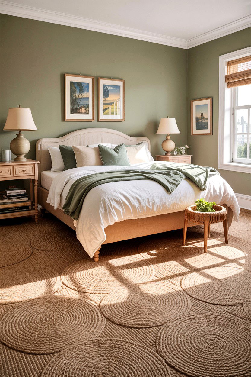 Sisal carpet - 30 cozy texture bedroom ideas