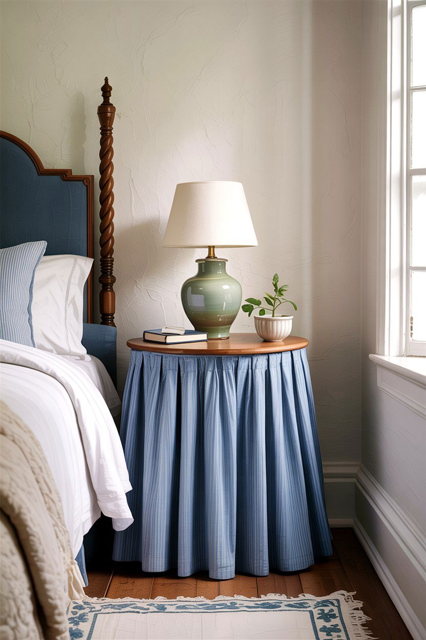 Skirted Bedside Table - 30 country house bedroom ideas