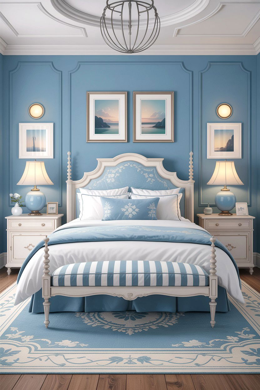 Sky Blue Bedroom White Trim - 30 traditional blue bedroom ideas