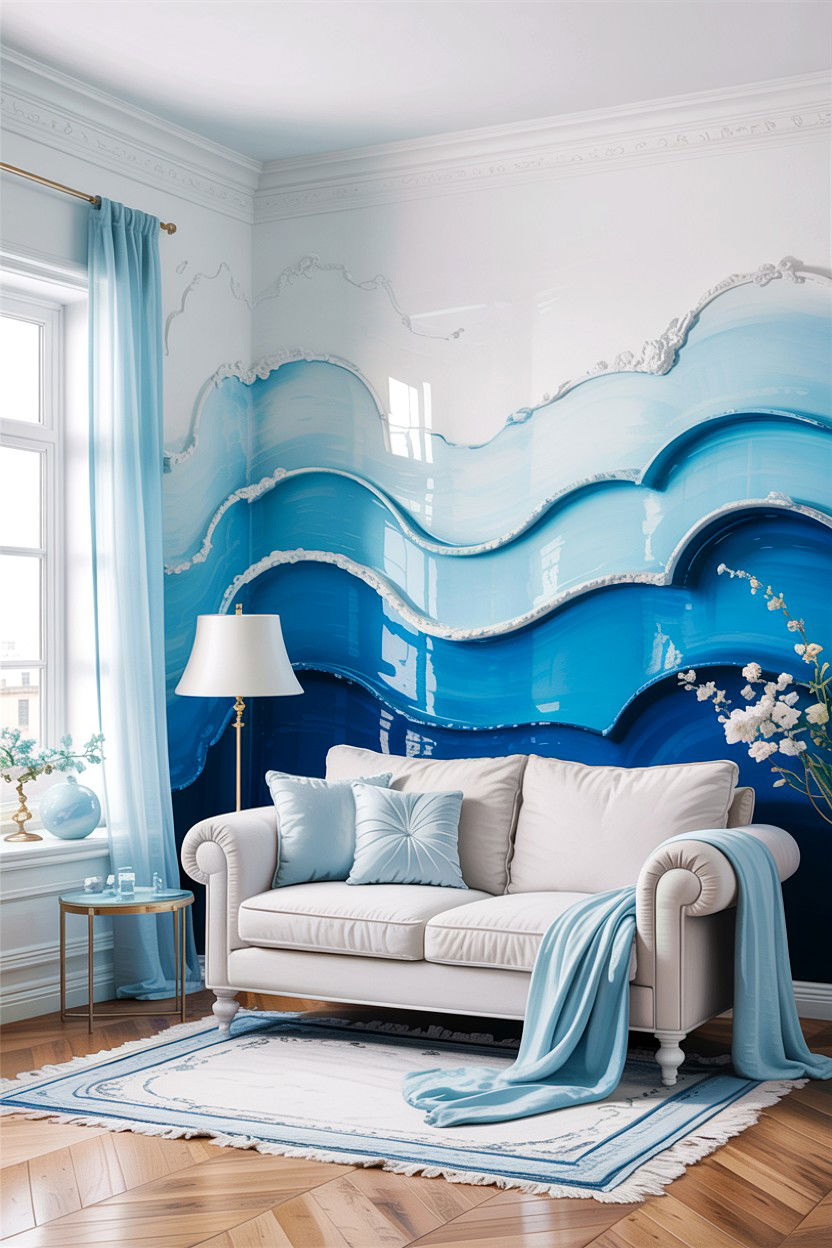 Sky Blue Ombre Wall - 30 bedroom ombre wall ideas