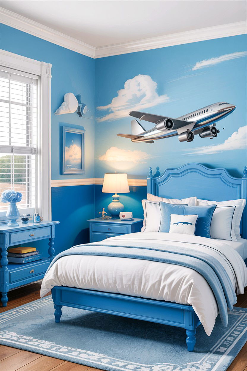 Sky Blue Paint Colors - 30 airplane bedroom ideas