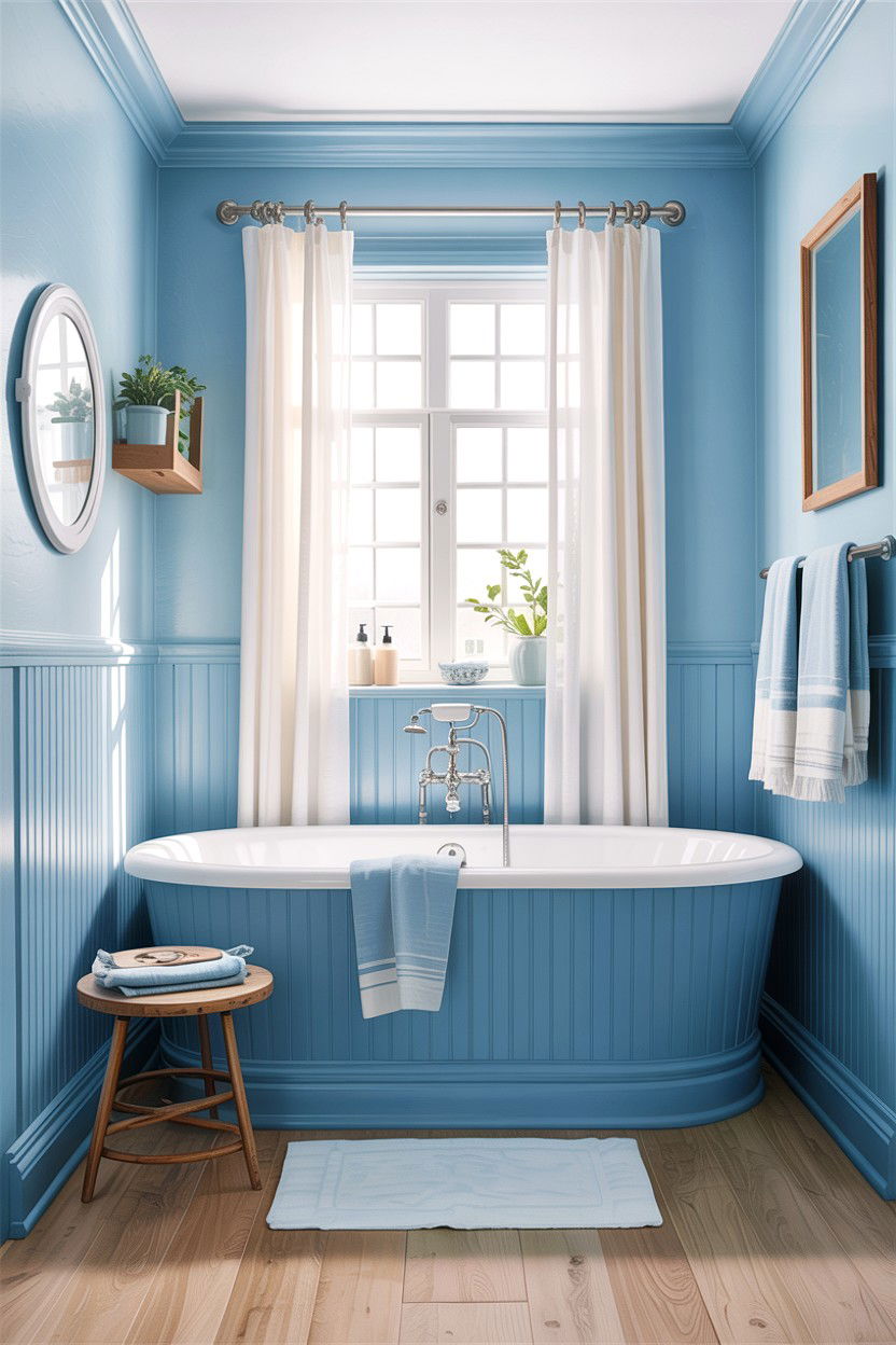 Sky blue bathroom beadboard - 30 bathroom beadboard ideas