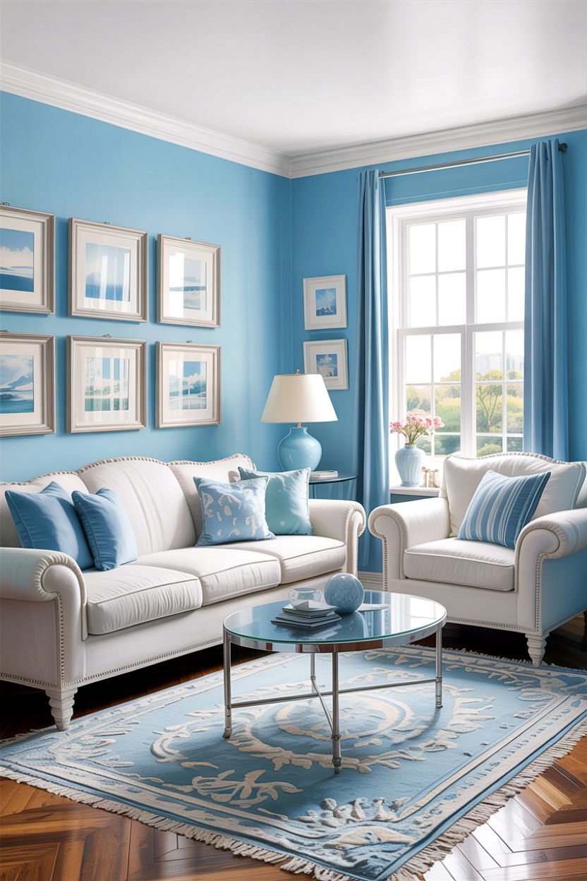 Sky blue living room - 30 cool toned living room ideas