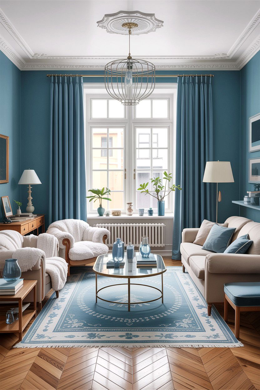 Sky blue scandinavian living room - 30 scandinavian blue living room ideas