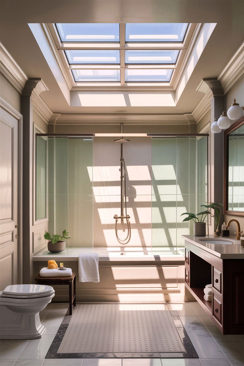 Skylight in bathroom - 30 home spa bathroom ideas