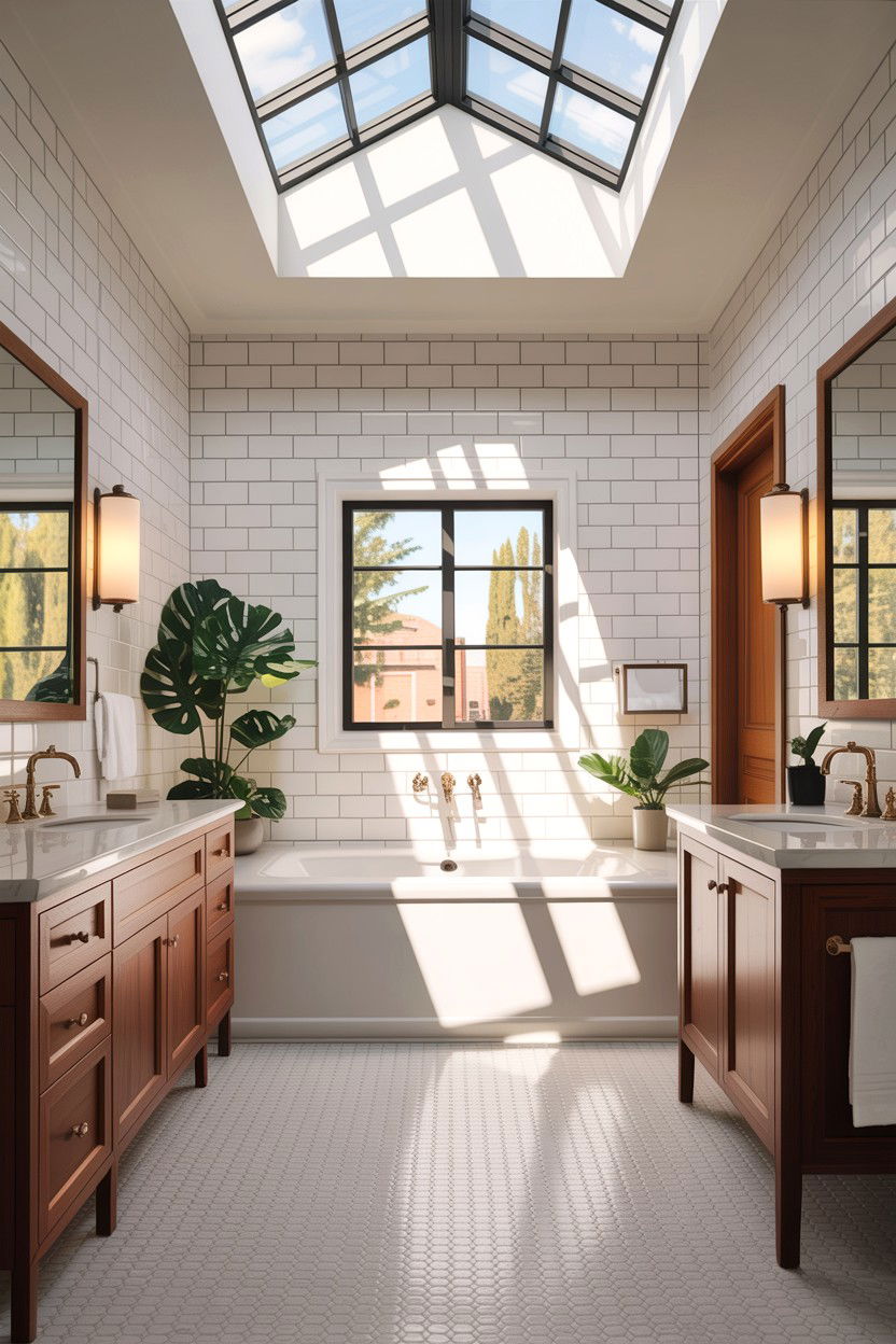 Skylight lighting - 30 Jack and Jill bathroom ideas