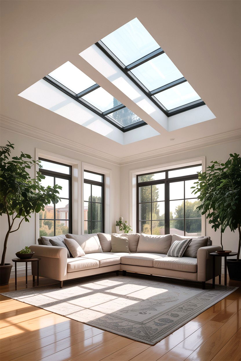 Skylight living room - 30 living room fifth wall ideas