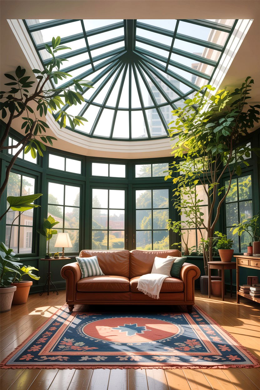 Skylight room - 30 garden themed living room ideas