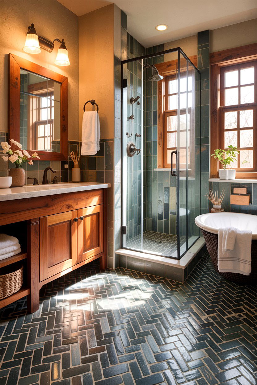 Slate Basketweave Bathroom Floor - 30 basketweave tile bathroom ideas