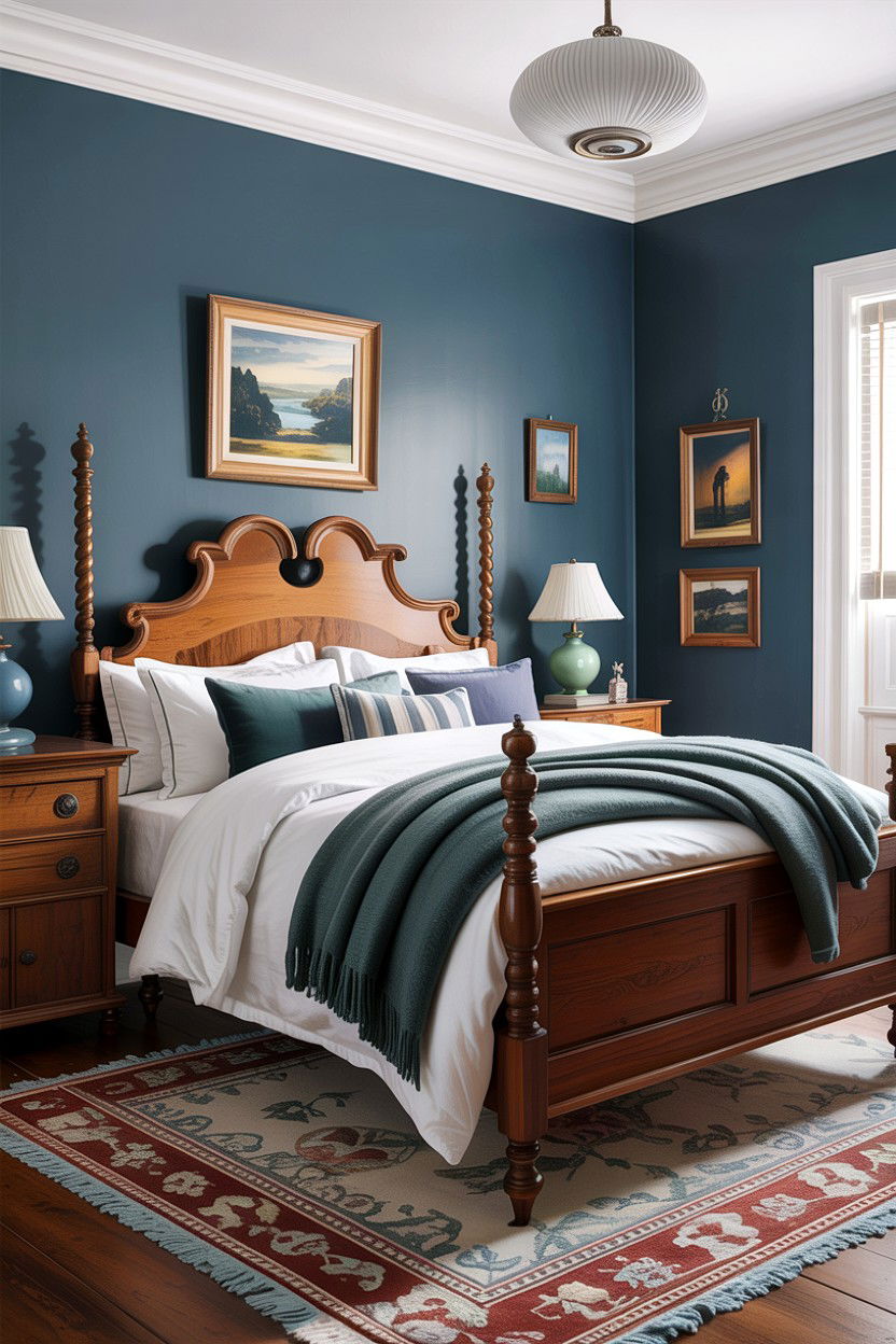 Slate Blue Bedroom - 30 traditional blue bedroom ideas