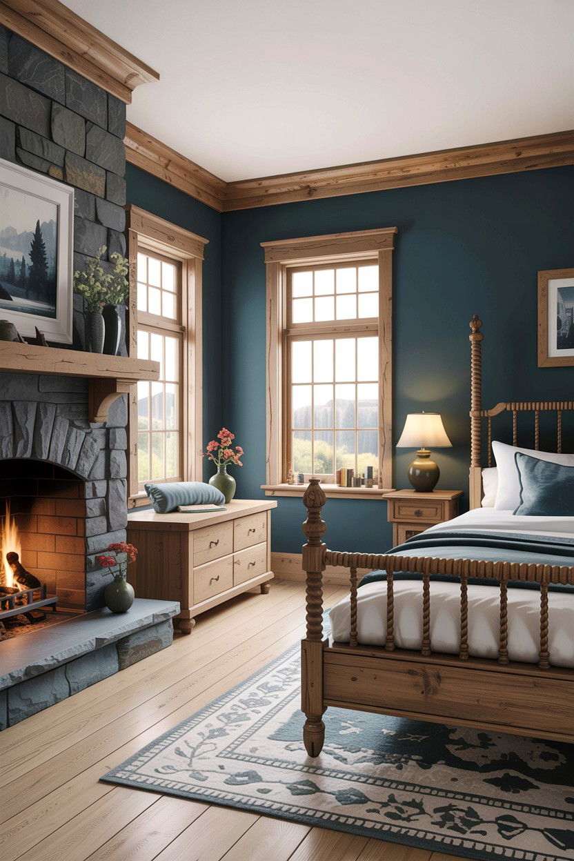 Slate Blue Rustic Bedroom - 30 rustic blue bedroom ideas