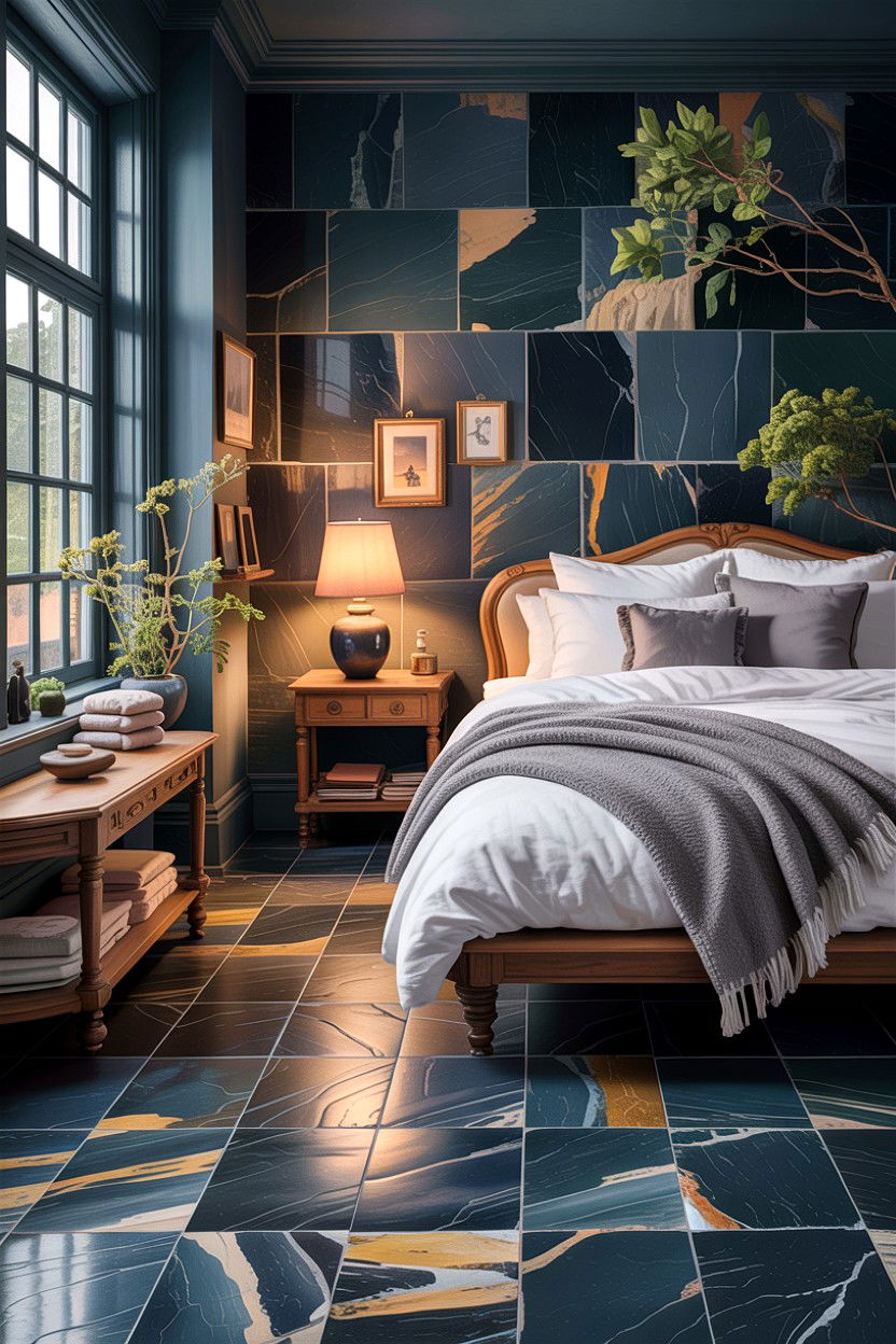 Slate Floor Tiles - 30 bedroom floor ideas