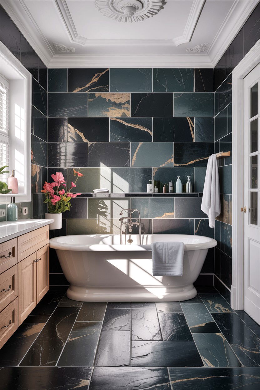Slate Gray Bathroom - 30 cool neutral bathroom ideas