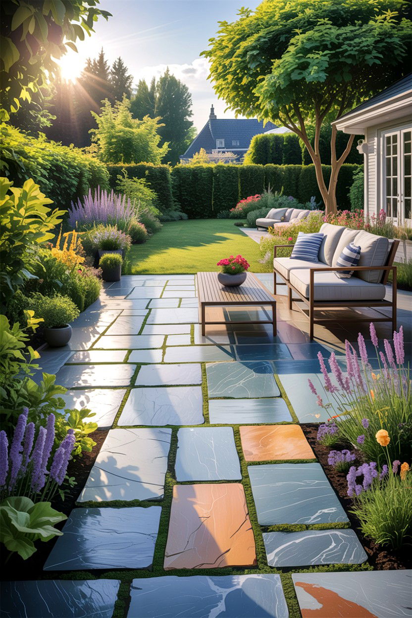 Slate Patio - 30 stone accent ideas