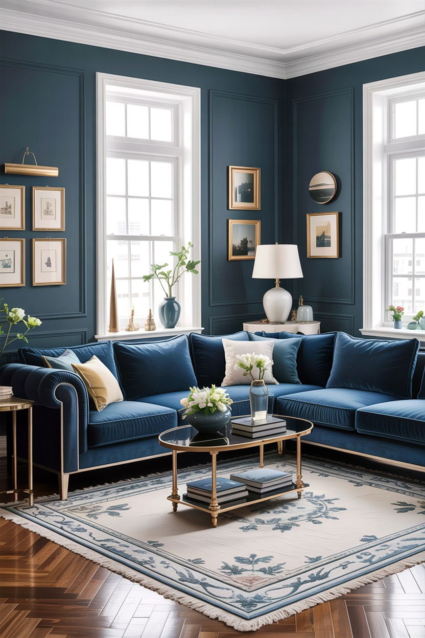 Slate blue living room - 30 cool toned living room ideas