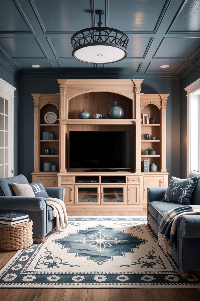 Slate grey ceiling - 30 living room dark ceiling ideas