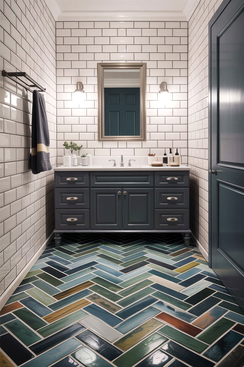30 Chic Herringbone Pattern Bathroom Ideas for Your Home